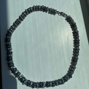 Elegant Silver and Black Beaded Necklace